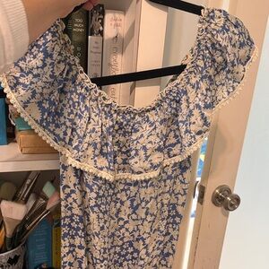 Poupette St. Barth Blue and White Floral Jumpsuit